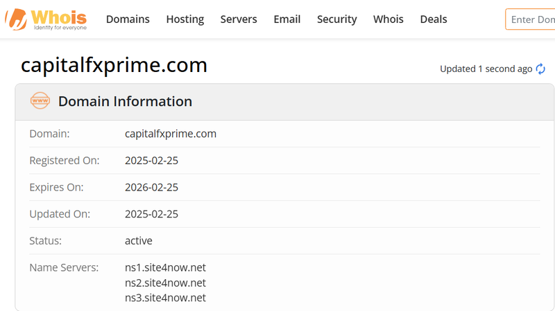 Whois lookup results