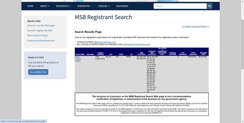 NKVO Fincen MSB