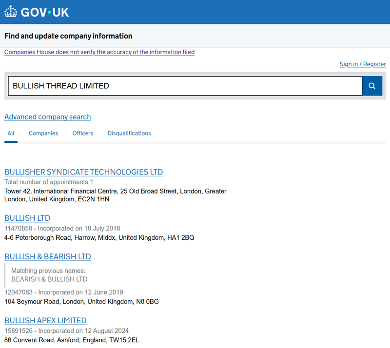 Companies House Query Result