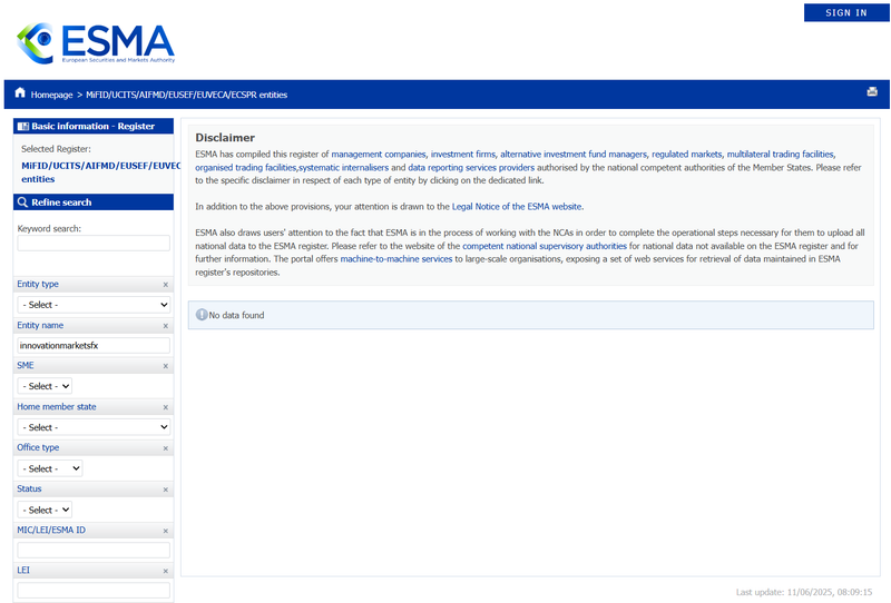 ESMA Query Result