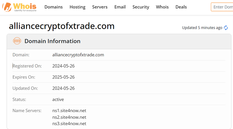 Whois lookup results