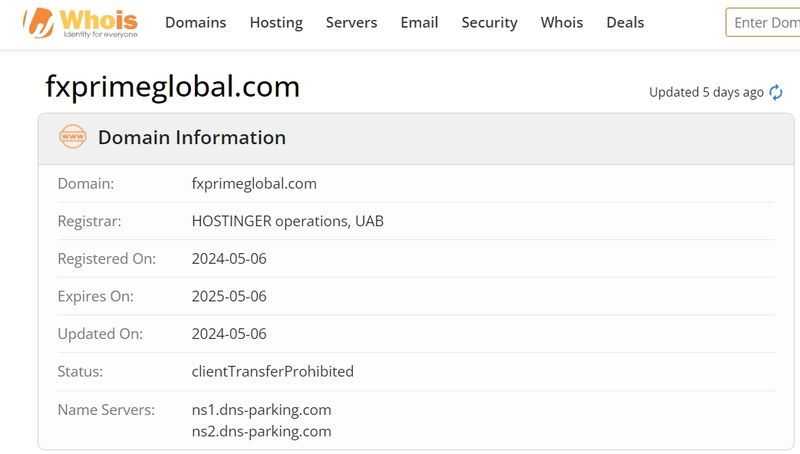 whois domain time of Fx Prime Global