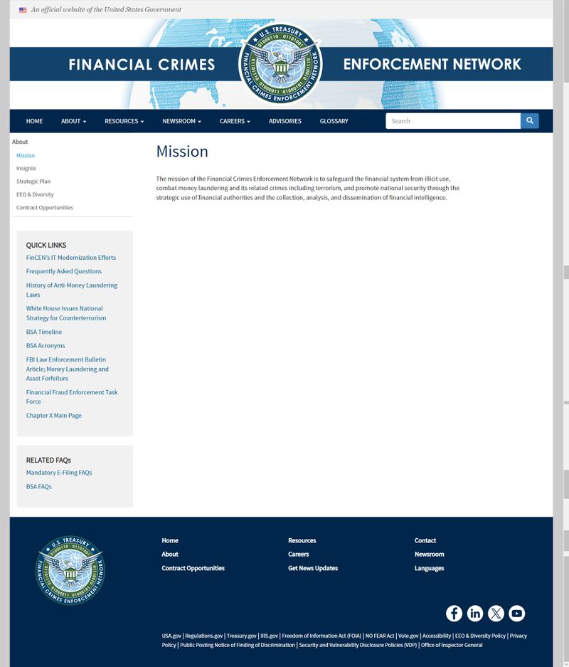Tareas de regulación de FinCEN en EE.UU.