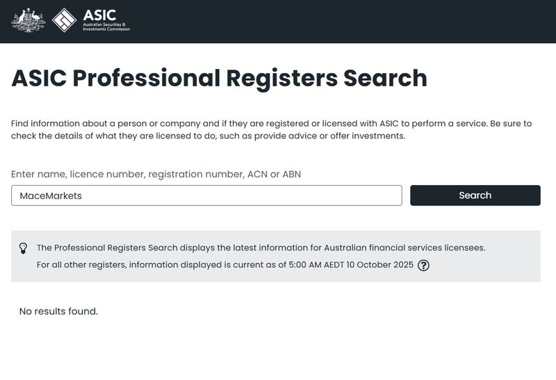 Mace Marketsに関する規制情報が見つからない