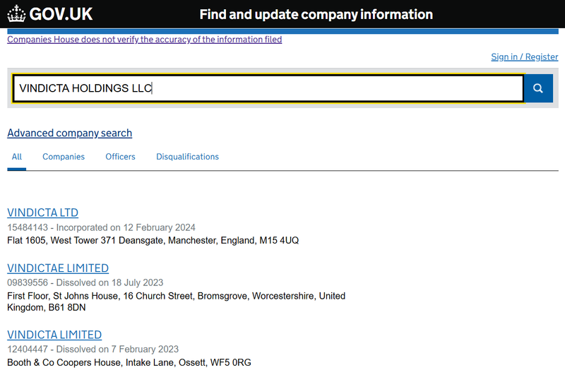 Companies House Query Result