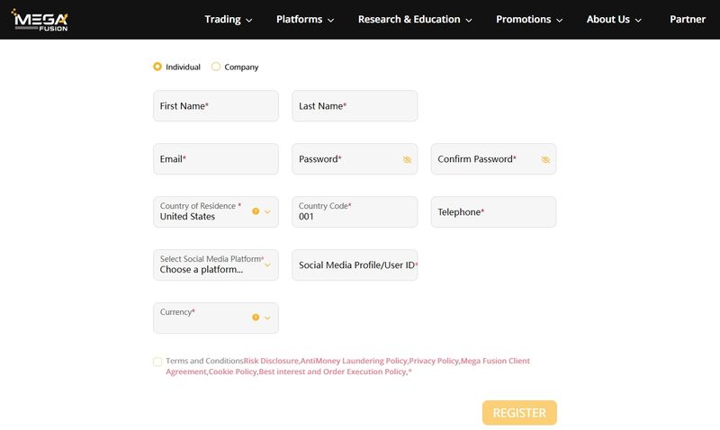 Registration form