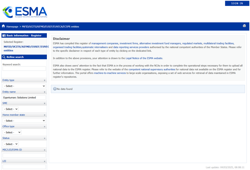 欧州証券市場管理局(ESMA)