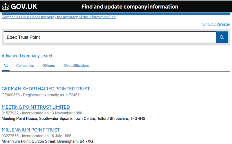 ผลการหารายชื่อจาก Companies House