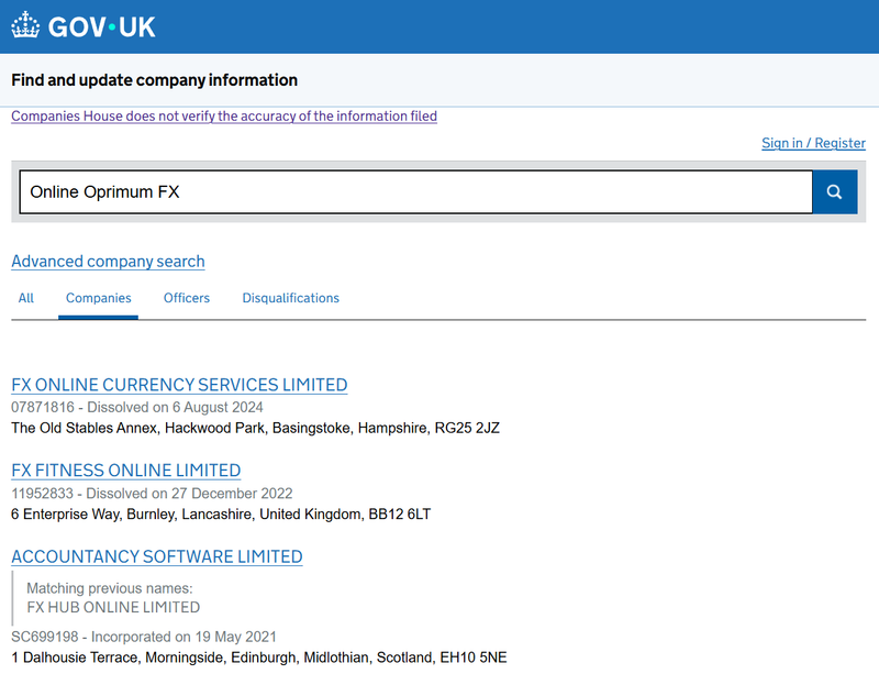 Companies House Query Result