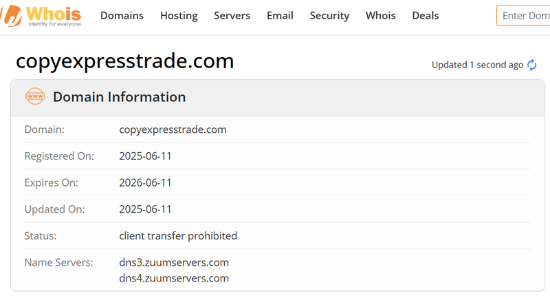 Результат запроса Whois