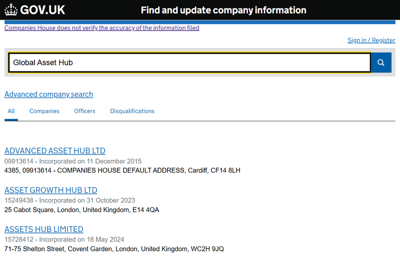 Companies House 질의 결과