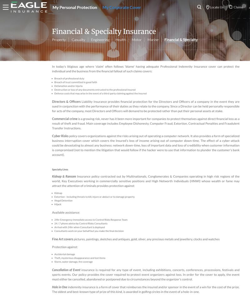 Eagle Insurance明确声明,这类宣传一般指的是经纪商为自己买的职业责任险
