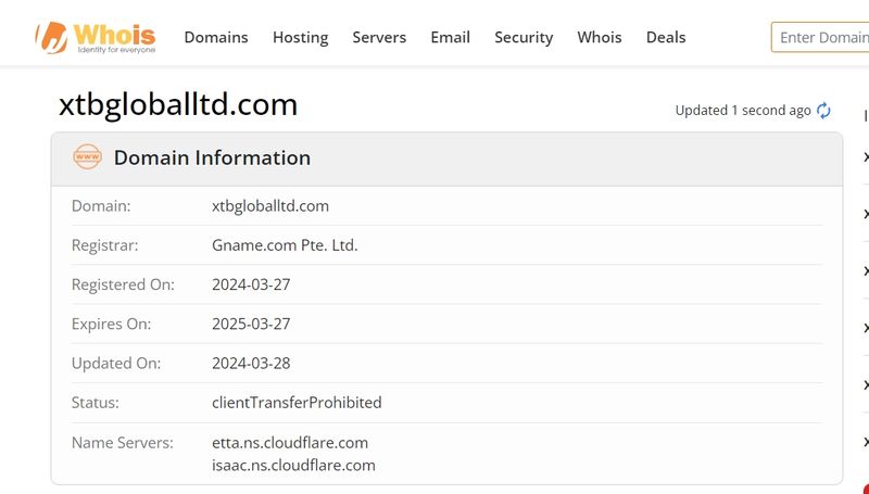 Domain registration information of XTB Global Ltd