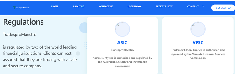 Regulación financiera proclamada en el sitio web