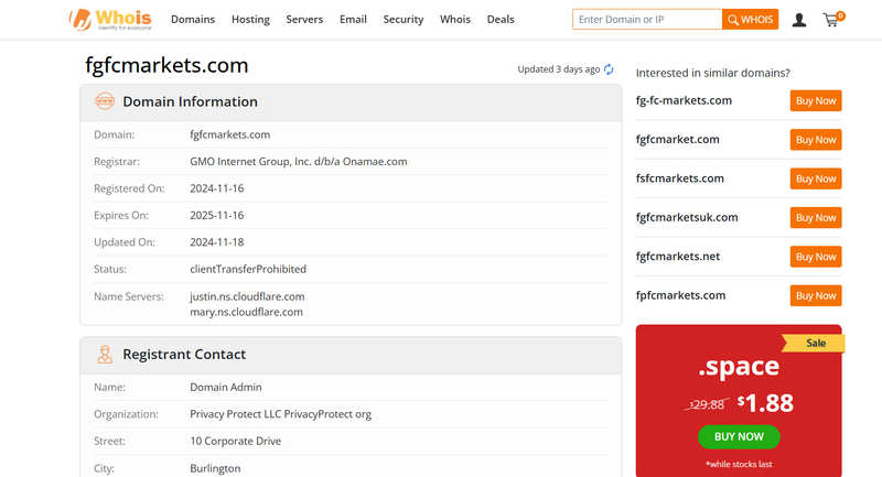 fgfcmarkets whois