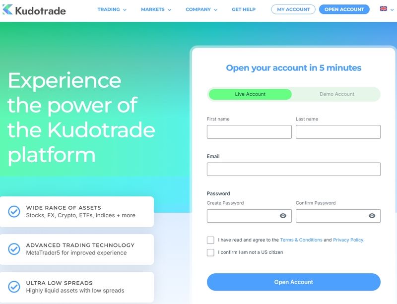 Kudotrade的开户流程