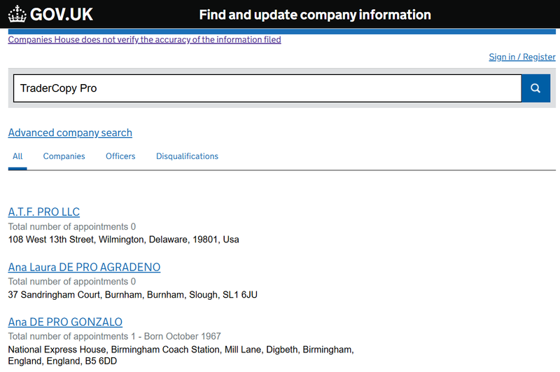 Companies House Query Result