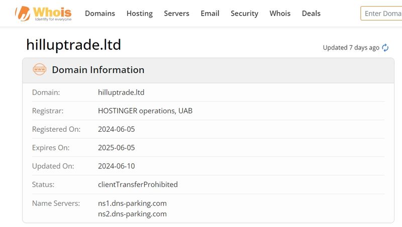 whois domain time of Hillup-trade