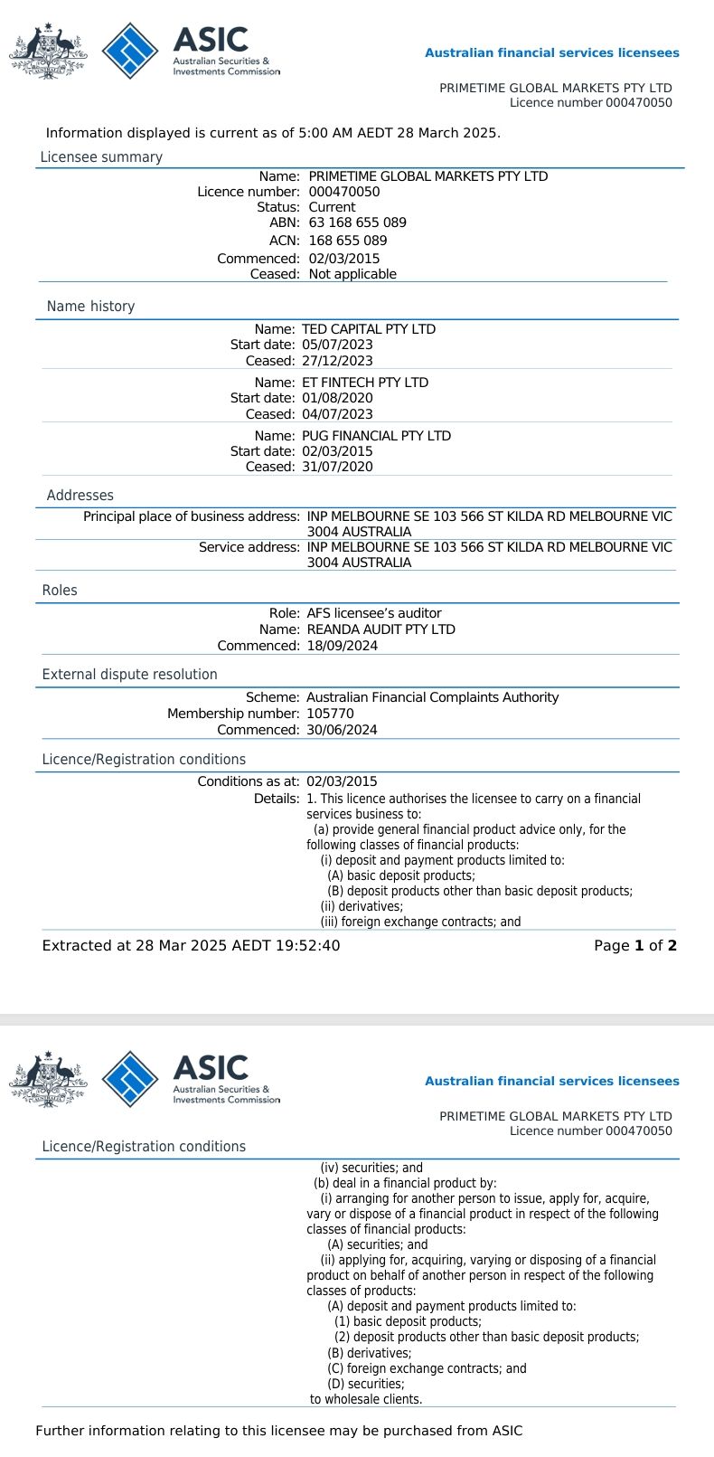 PGM's AFSL license