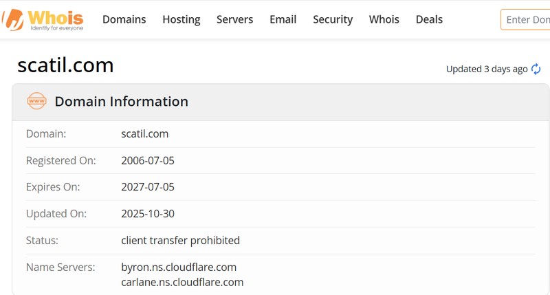 Результаты WHOIS запроса