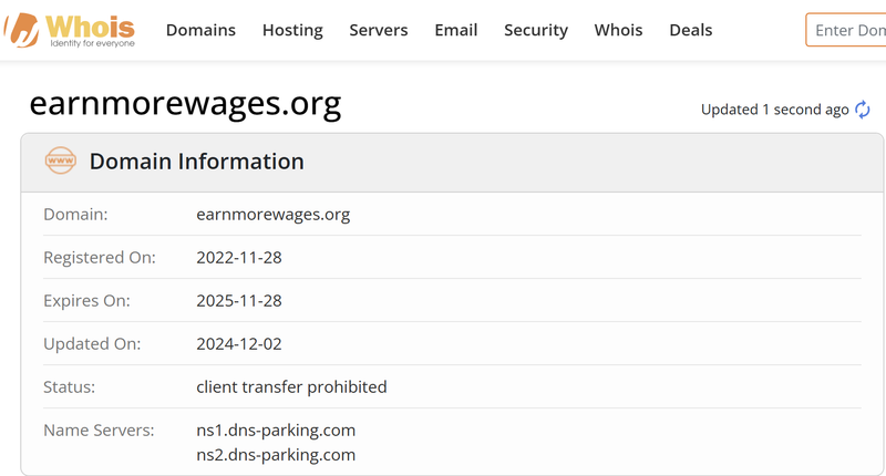 Whois search results