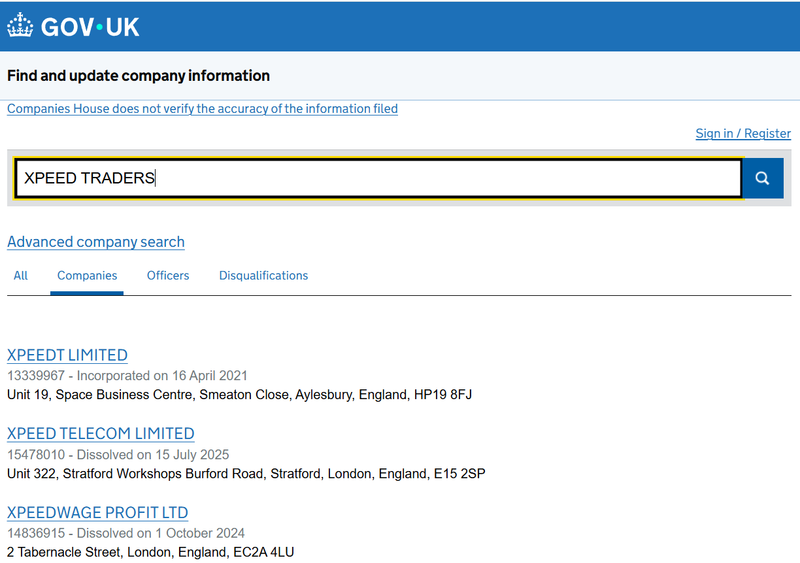 Companies House Query Result
