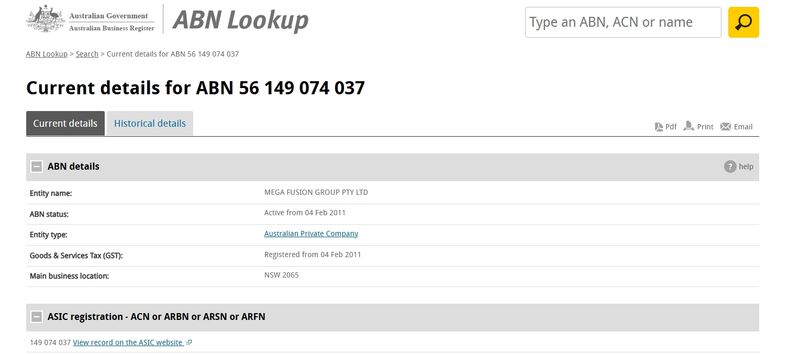 MEGA FUSION GROUP PTY LTD is registered with the Australian Business Register