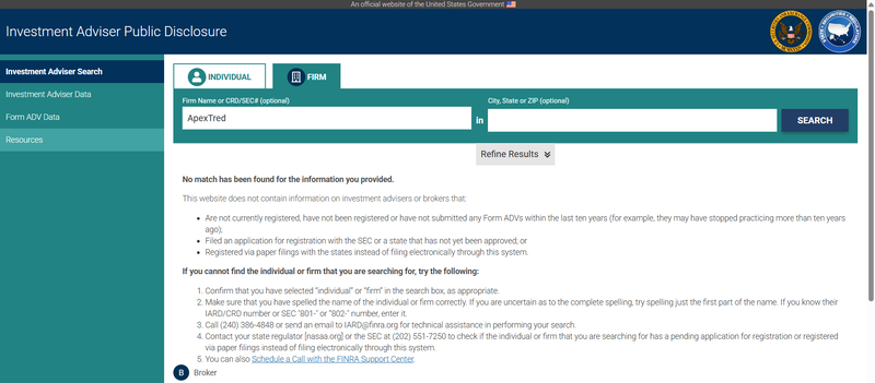 IAPD Query Result