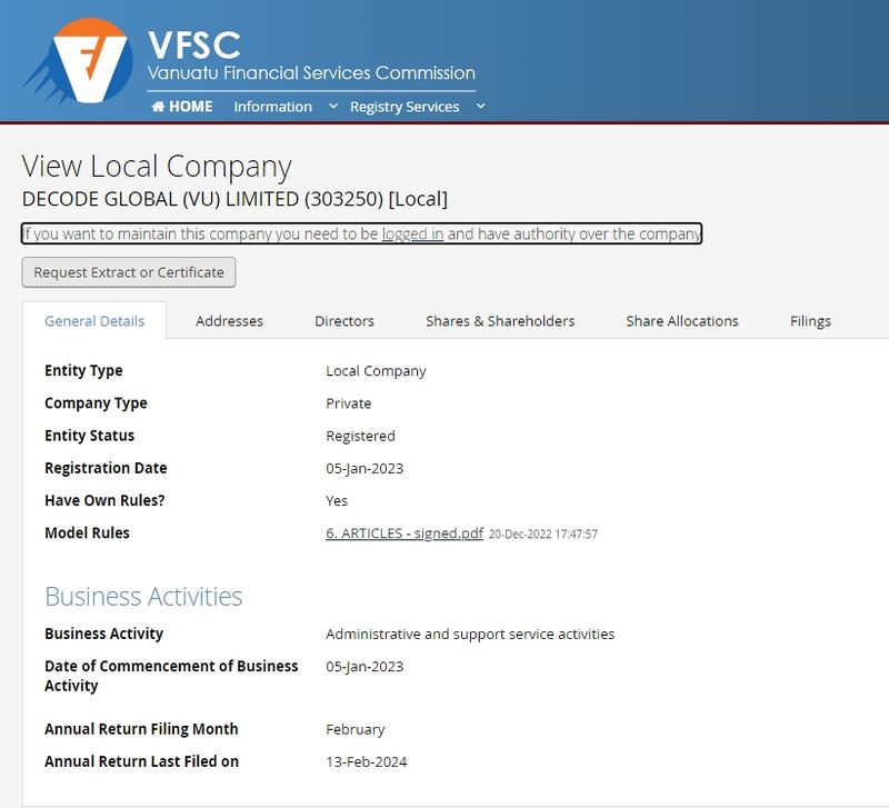 Decode Global Tra cứu VFSC