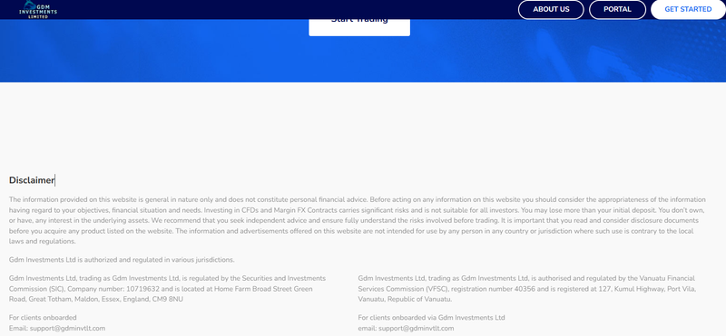 Reclamaciones regulatorias en el sitio web