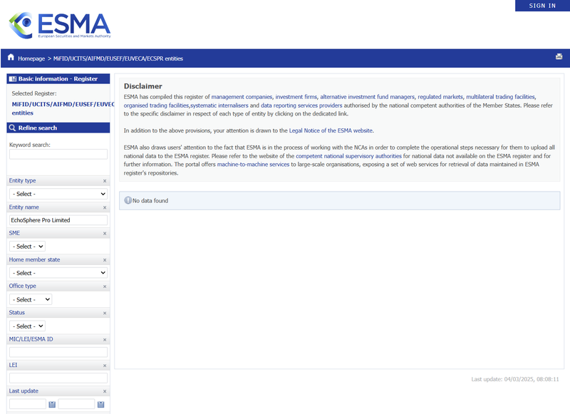 European Securities and Markets Authority (ESMA)