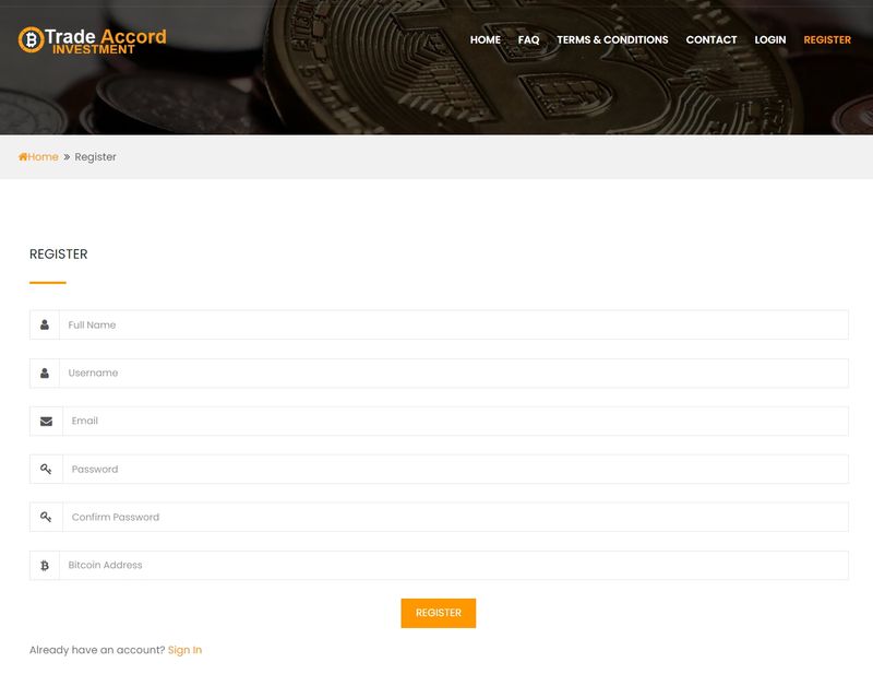 Trade Accord Investment's Account Registration Process