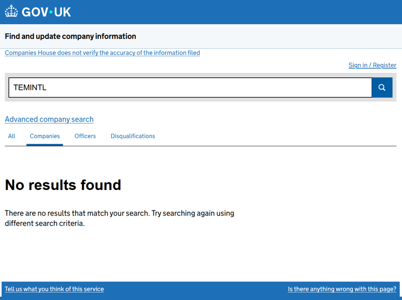 Companies House Query Result