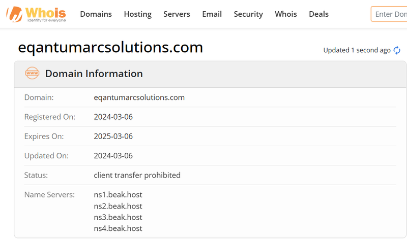 Whois lookup結果