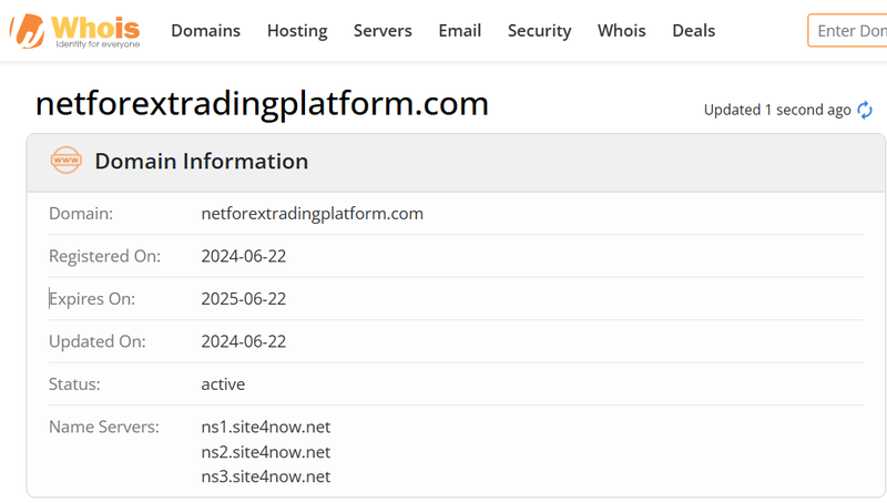 Whois lookup results