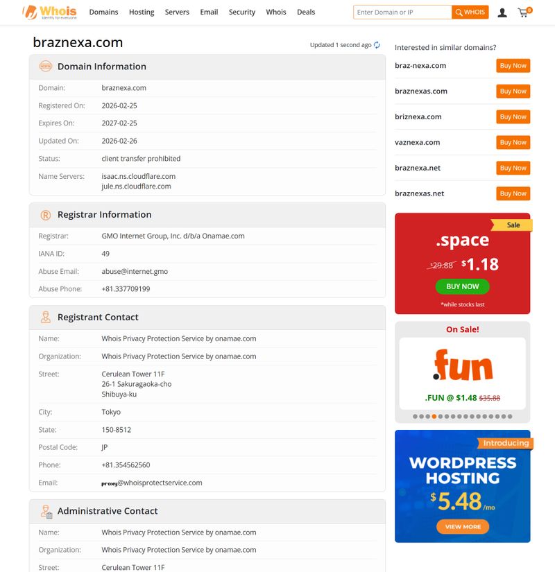braznexa.com whois Records