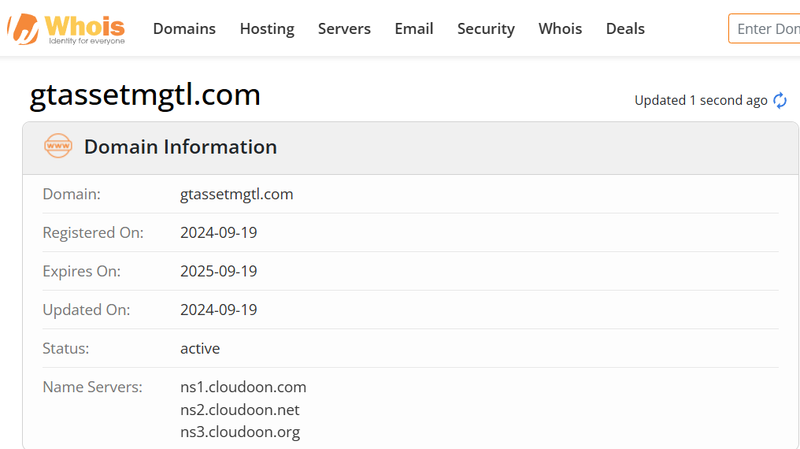 Kết quả tra cứu Whois