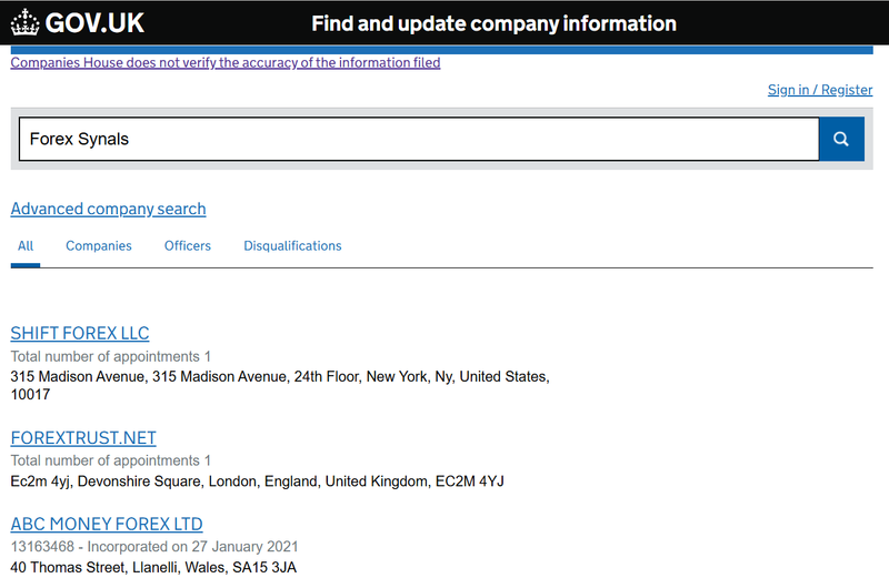 Companies House Query Result
