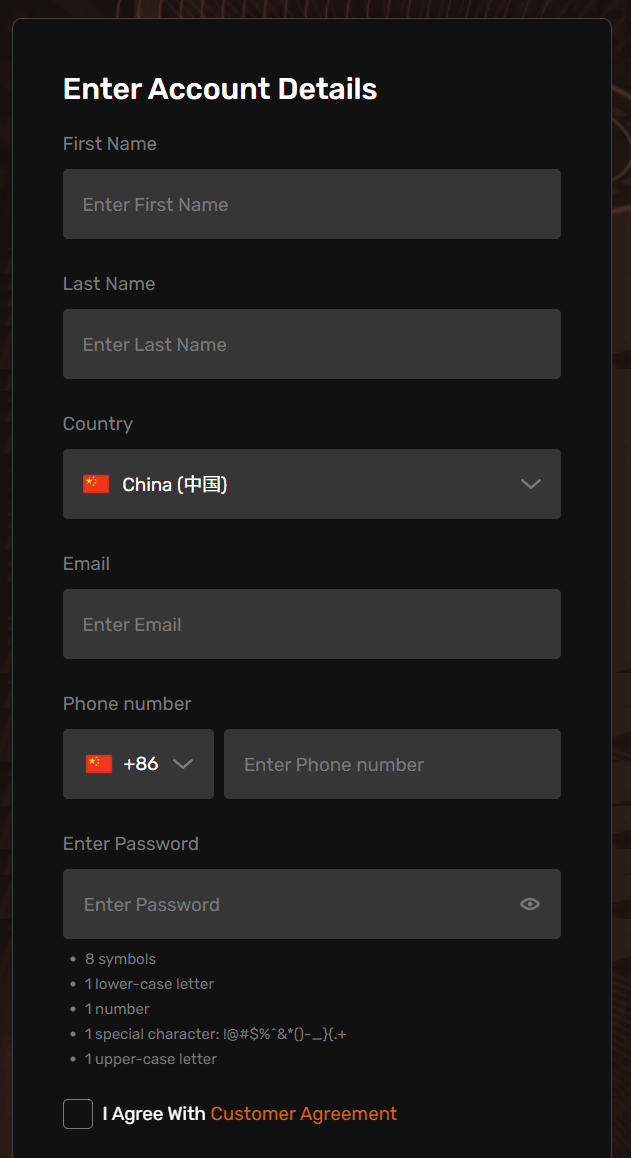 registration form