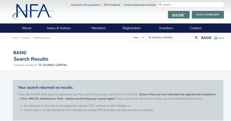TC GLOBAL CAPITAL的監管信息
