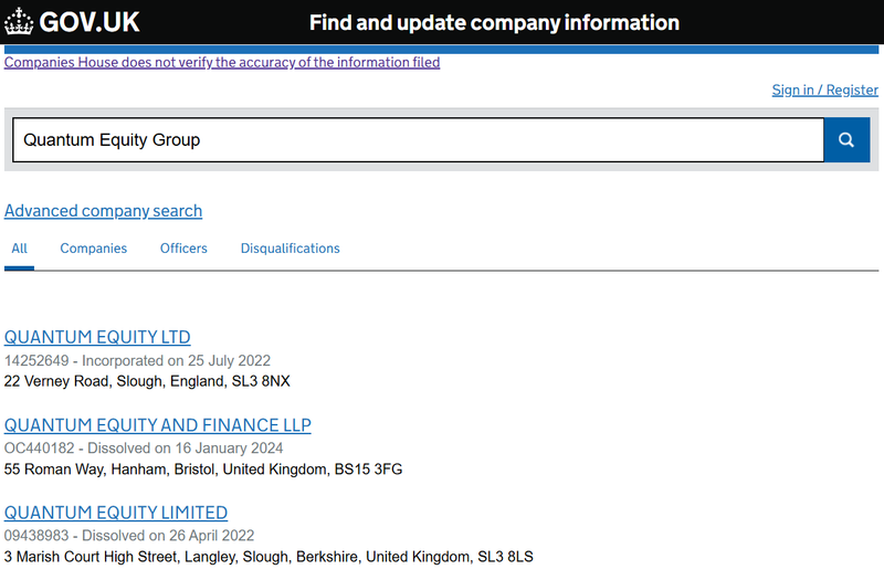 Companies House Query Result