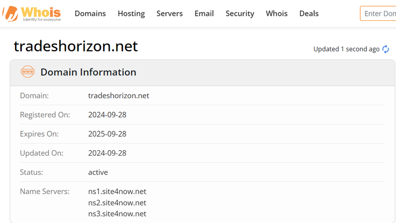 Whois lookup results