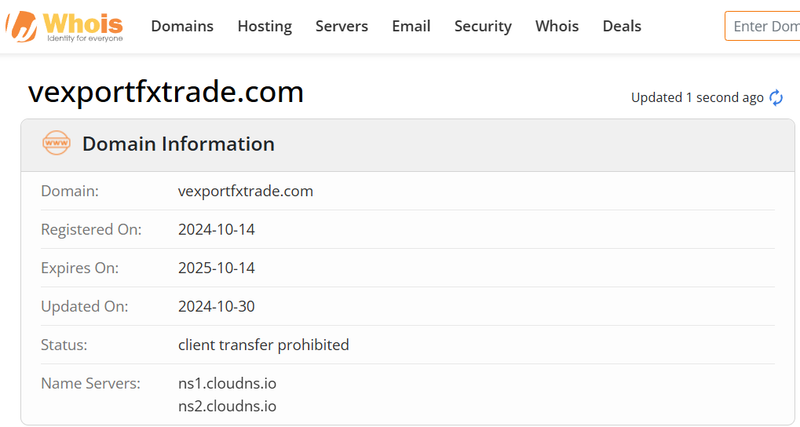 Whois lookup results