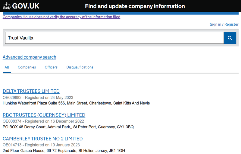 Companies House Query Result