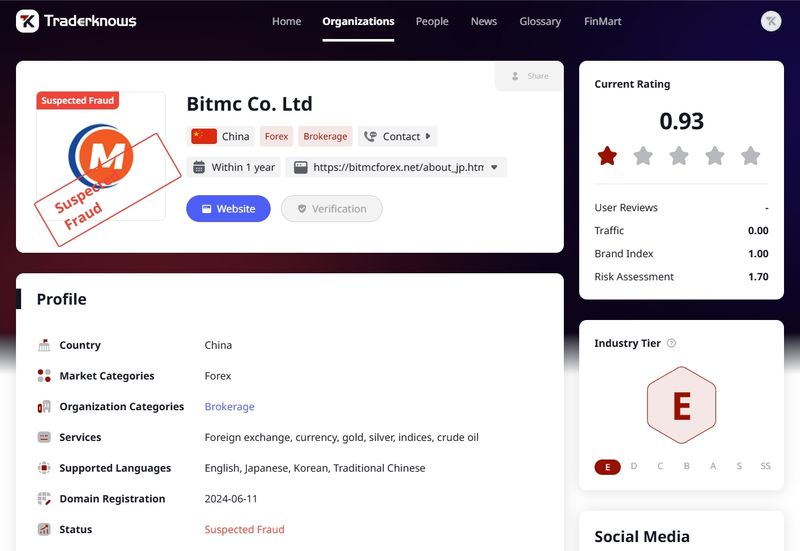 Bitmc Co. Ltd在交易圆百科上被标记为诈骗平台