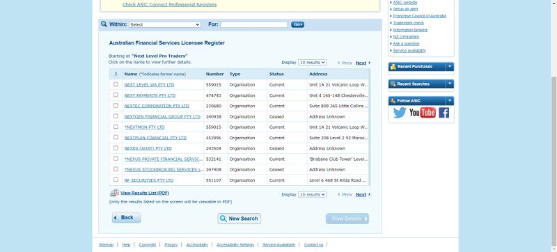 regulation information of Next Level Pro Traders