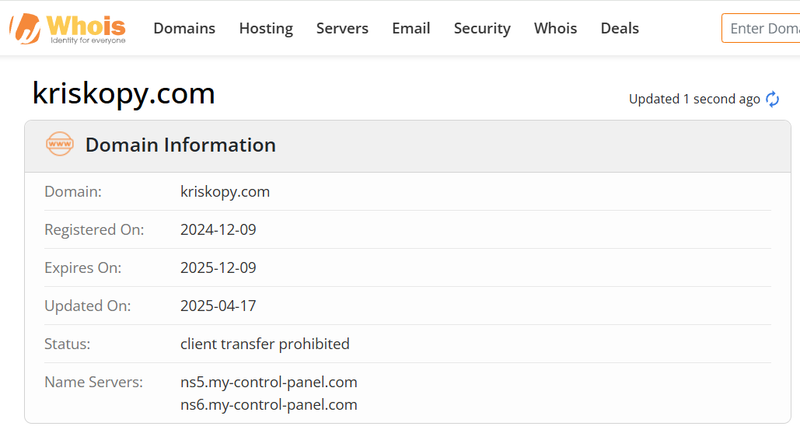 Whois Query Result