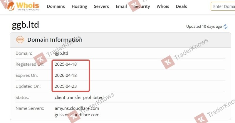 Theo dữ liệu từ whois, trang web ggb.ltd của GGB chỉ mới được đăng ký vào tháng tư năm nay
