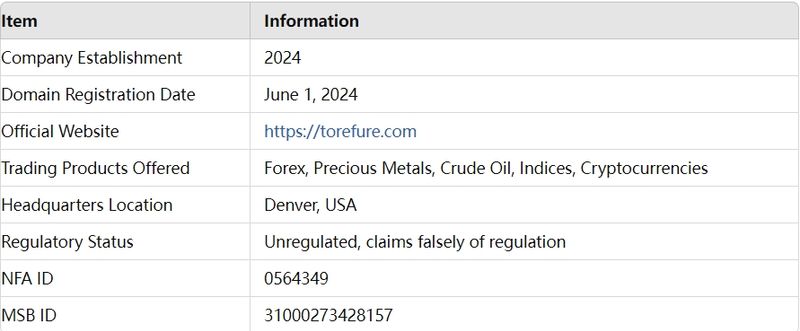 Basic Information about TOREFURE LTD