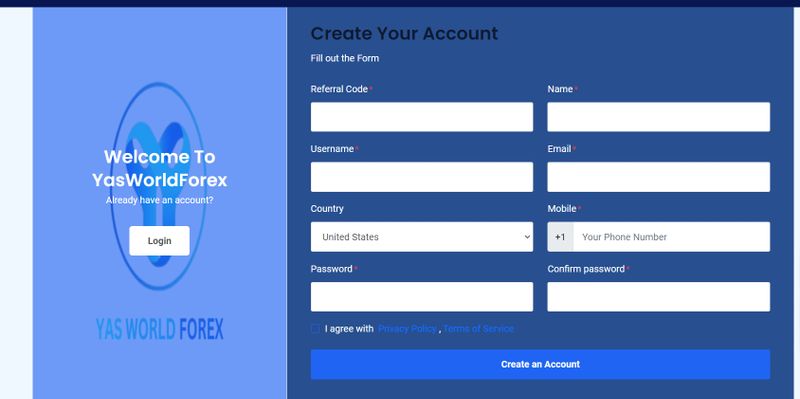 account register of YasWorldForex